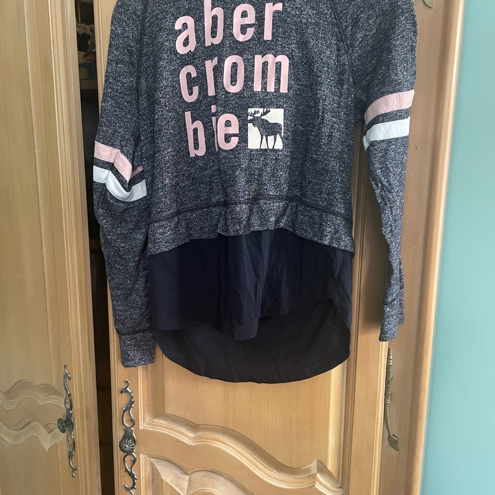 Abercrombie & Fitch Gray High Low Graphic Hoodie